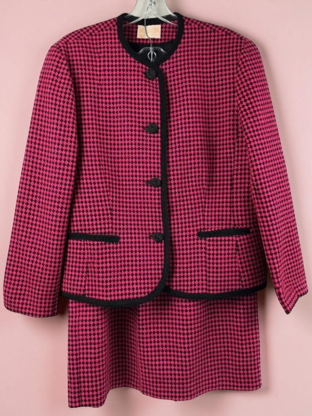 Vintage Pendleton Wool Skirt Suit – Pink Houndstooth Legally Blonde